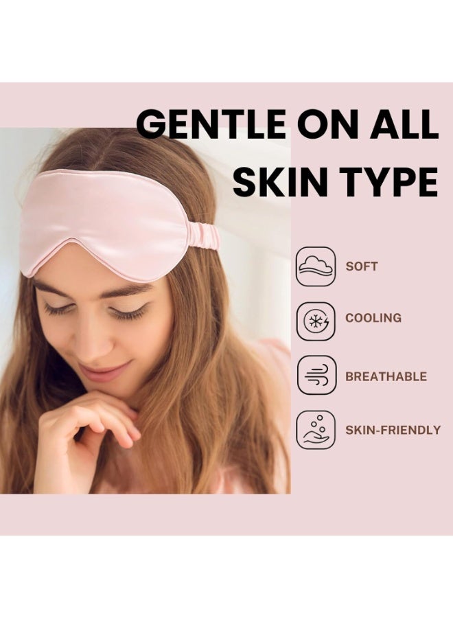 طقم أغطية وسائد فاخر مكون من 7 قطع للعناية بالشعر والبشرة، مصنوع من الحرير النباتي، يتضمن غطاء وسادة من الساتان، وقبعة نوم، وقناع للعين، ومجموعة مكواة تجعيد الشعر مكونة من 4 قطع - طقم نوم فاخر، لون وردي - Image 5