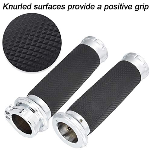 Benlari Chrome 1 Inch Motorcycle Hand Grips Handlebar Grips Cable Throttle Compatible for Harley Davidson Sportster Touring Dyna Softail Street Glide 883 1200 - Image 5