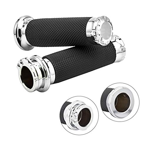 Benlari Chrome 1 Inch Motorcycle Hand Grips Handlebar Grips Cable Throttle Compatible for Harley Davidson Sportster Touring Dyna Softail Street Glide 883 1200 - Image 1