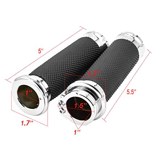 Benlari Chrome 1 Inch Motorcycle Hand Grips Handlebar Grips Cable Throttle Compatible for Harley Davidson Sportster Touring Dyna Softail Street Glide 883 1200 - Image 2