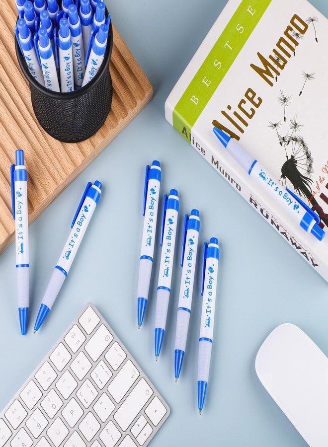 Aodaer 48 Pieces It's a Boy Baby Shower Ballpoint Pens - Blue Retractable Gel Pen With Soft Grip, Comfortable Black Ink for Party Guests Favors and Gifts - Image 4
