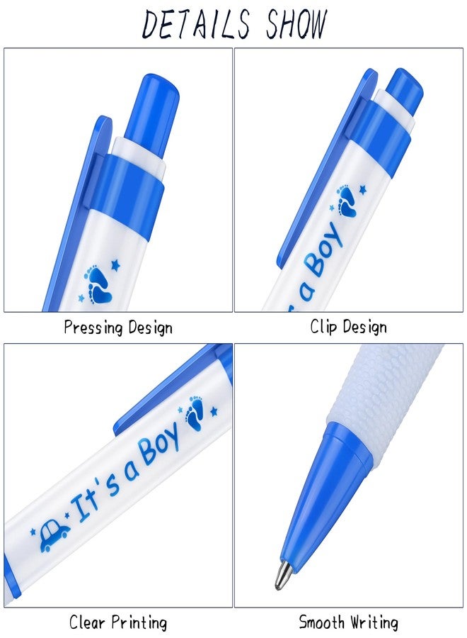 Aodaer 48 Pieces It's a Boy Baby Shower Ballpoint Pens - Blue Retractable Gel Pen With Soft Grip, Comfortable Black Ink for Party Guests Favors and Gifts - Image 3
