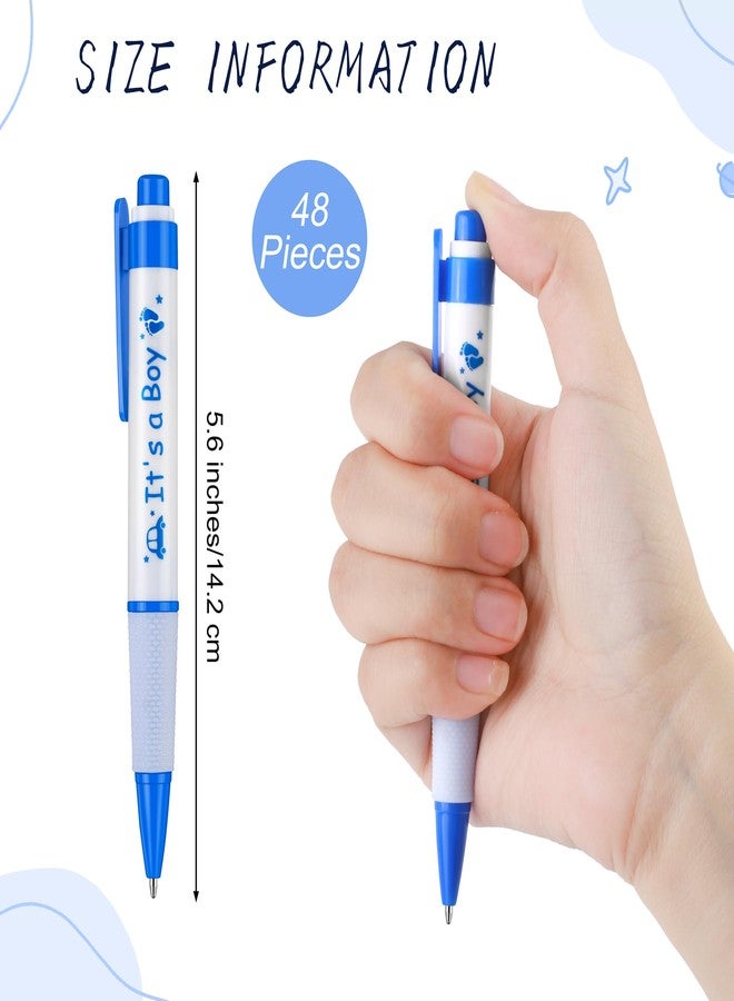 Aodaer 48 Pieces It's a Boy Baby Shower Ballpoint Pens - Blue Retractable Gel Pen With Soft Grip, Comfortable Black Ink for Party Guests Favors and Gifts - Image 2