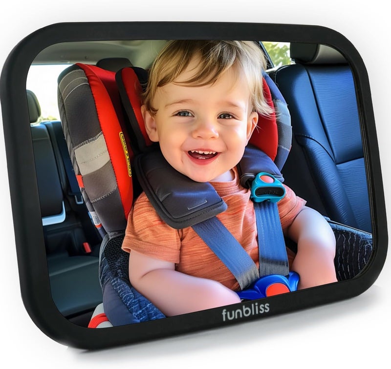 Funbliss Baby Car Mirror for Rear Facing Seat360 Rotation Safety Certified Shatterproof Acrylic Glass Clear Wide ViewInfant Mirror for Car Seat Rear Facing - Image 1