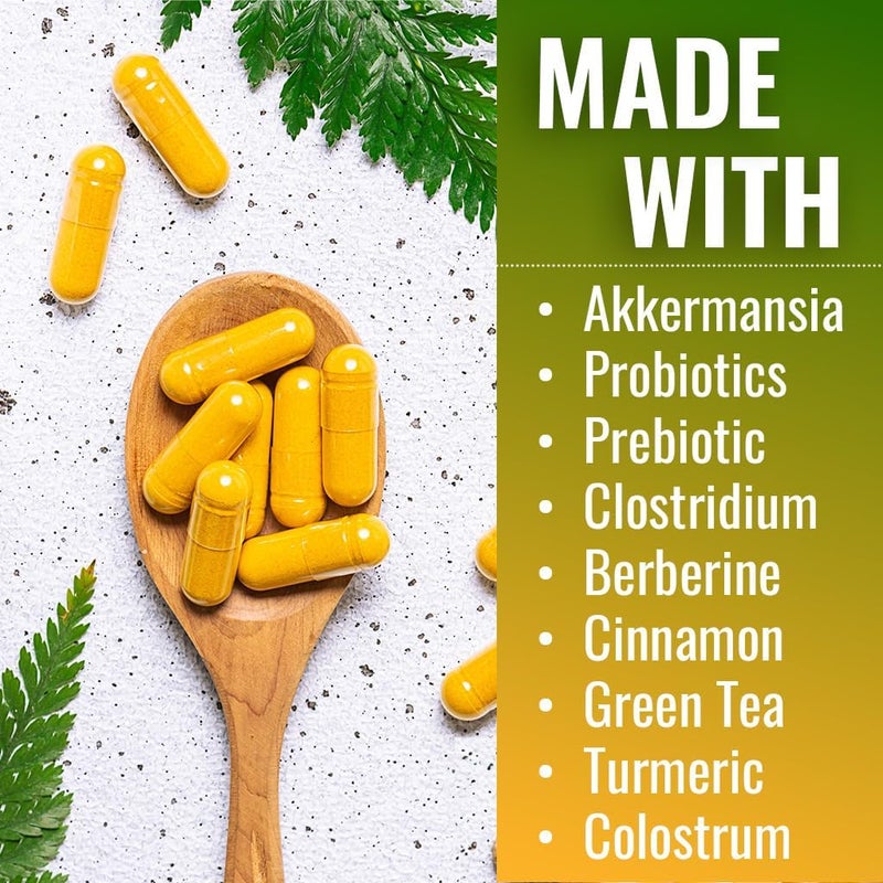 Vitamatic مكمل دعم فيتامينات GLP1 للرجال والنساء 60 كبسولة مصنوع من بروبيوتيك أكيرمانسيا، بريبيوتيك، كلوستريديوم، بيربرين، قرفة، شاي أخضر، كركم، كولاستروم - Image 3