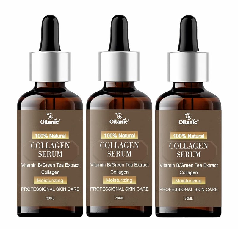 Oilanic Oilanic Natural Collagen Face Serum for Glowing Skin Pack of 3 Each 30 mlSerum for Face Hydrating and Moisturizing serum for Fine Lines and Dryness Daily Use for Smooth and Fresh Looking Skin  - Image 1