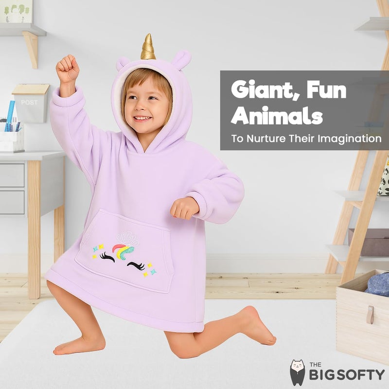 The Big Softy Wearable Animal Blanket Hoodie for Kids 3-10yr, Fun Comfy Blanket Hoodie, Hooded Blanket for Girls and Boys, Toddler (Unicorn Hoodie) - Image 2