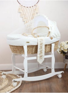 Moses Basket Cot With Wheels Stand (off white)