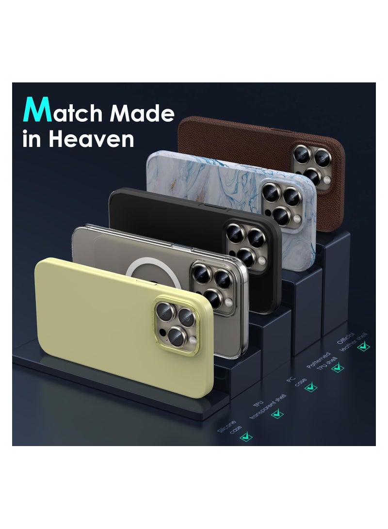 واقي عدسة كاميرا متوافق مع آيفون 15 برو  و آيفون 15 برو ماكس ، غطاء حماية عالي الدقة من الزجاج الصلب خاتم معدني للشاشة (تيتانيوم طبيعي) - Image 5