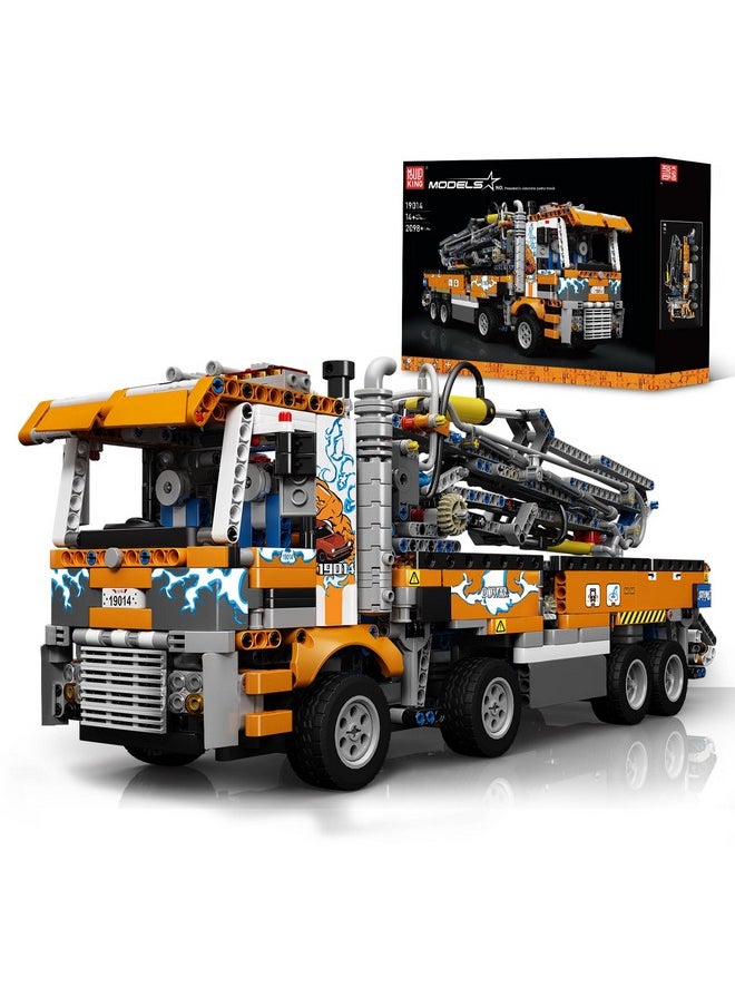 mould king Mould King 19014 Tow Truck Building Blocks Kit, 2098 Pieces Pneumatic Concrete Pump Truck Model, Engineering Crane Toy for Kids/Adults, Gift/Collectibles  - Image 1
