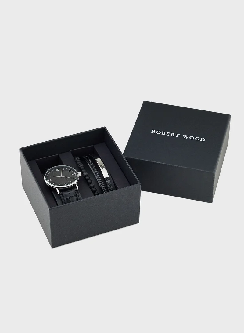Robert Wood Analogue Watch And Bracelet Gift Set