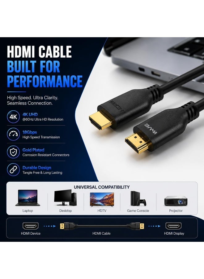 كابل HDMI إلى HDMI موديل Y-HDMI41M، بطول 1.5 متر، يدعم 8K@60Hz و 4K@120Hz فائق الوضوح، عالي السرعة، أسود - Image 4