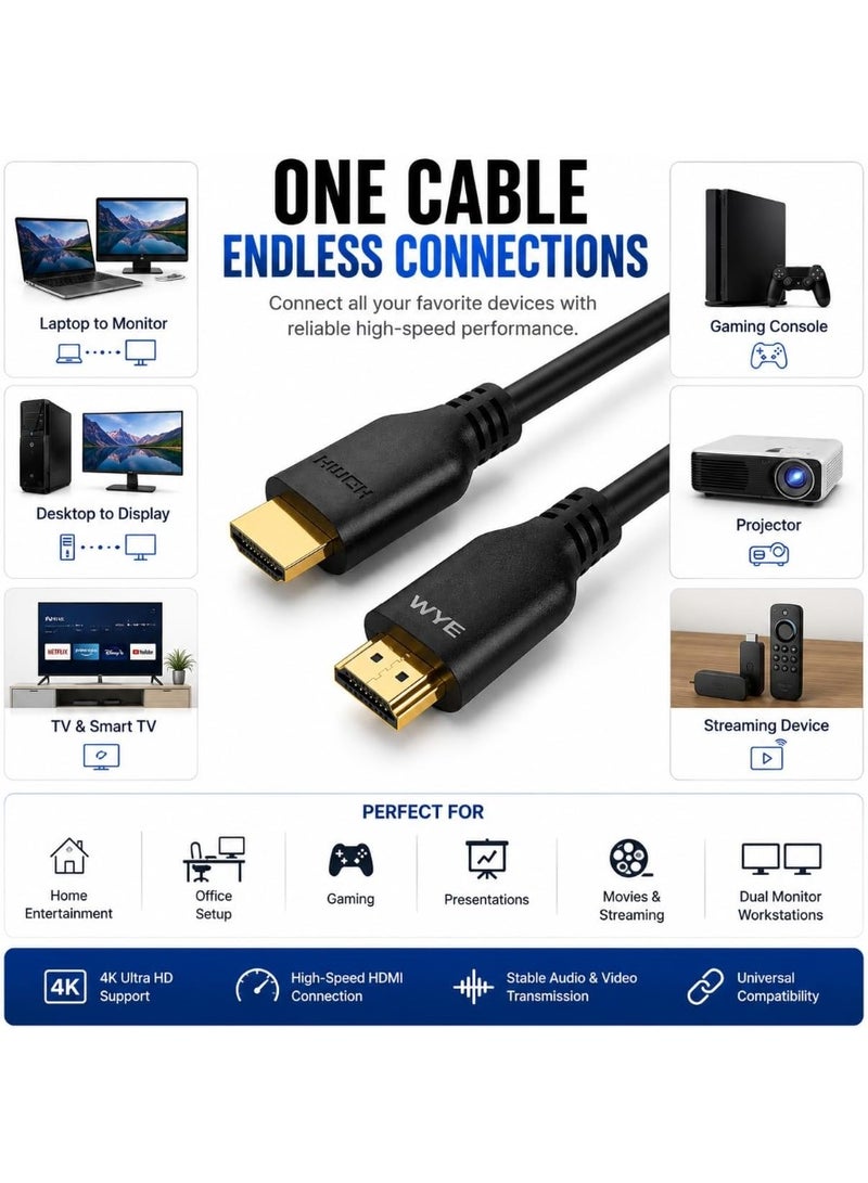 كابل HDMI إلى HDMI موديل Y-HDMI41M، بطول 1.5 متر، يدعم 8K@60Hz و 4K@120Hz فائق الوضوح، عالي السرعة، أسود - Image 3