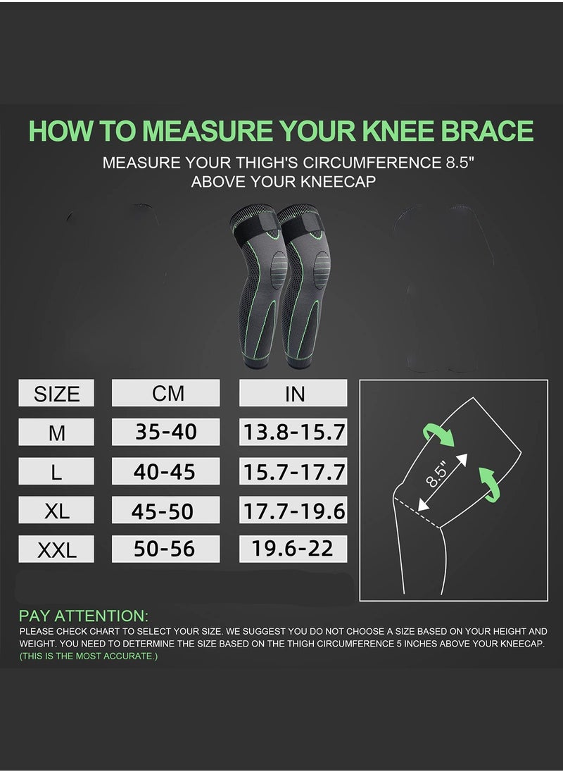 Ofrdncy Ofrdncy Leg Compression Sleeve Full Leg 2 Pack Long Knee Brace for Men Women Knee Support Protector for Running,Weightlifting, Workout and other Sport-4Sizes  - Image 2