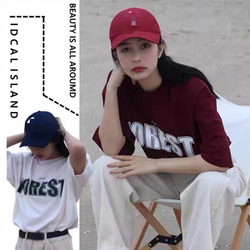 Short-Sleeved T-Shirt Men'S Trendy Brand Summer Loose Five-Point Sleeve Internet Trendy Ins Simple Printed Top - Image 5