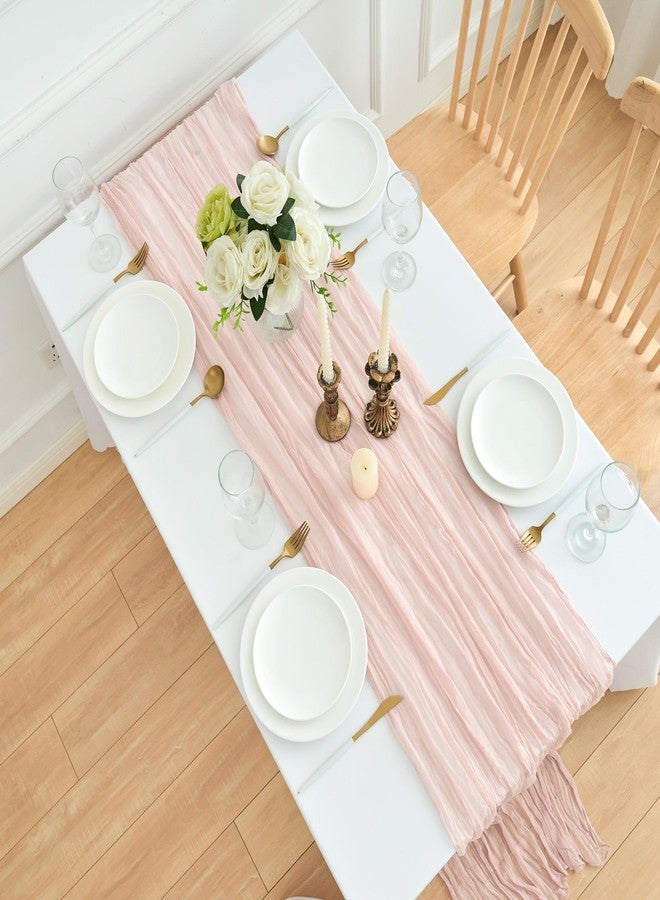 KingCheer 4 Pack 18x120 Inch Dusty Pink Cheesecloth Table Runner 10FT Long Cheese Cloth Boho Rustic Gauze Table Runner for Wedding Baby Shower Birthday Party Home Decor - Image 5