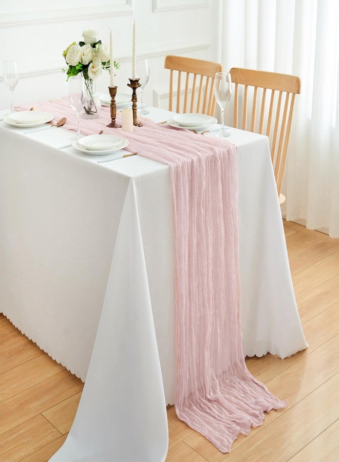 KingCheer 4 Pack 18x120 Inch Dusty Pink Cheesecloth Table Runner 10FT Long Cheese Cloth Boho Rustic Gauze Table Runner for Wedding Baby Shower Birthday Party Home Decor - Image 3