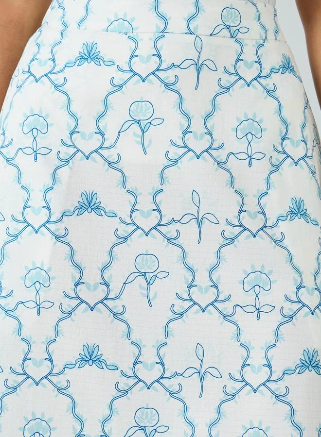 Take Two  Women Blue Printed A-Line Midi Skirt for Women | Best Price UAE
