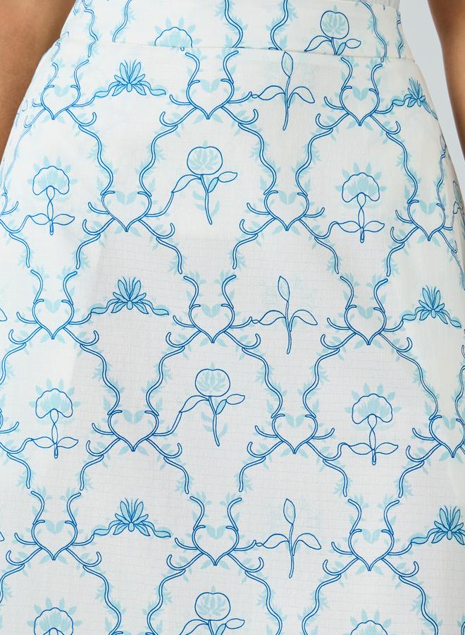 Take Two Women Blue Printed A-Line Midi Skirt - Image 3