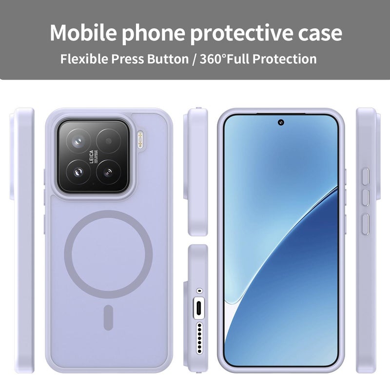 إيروريكس جراب هاتف Xiaomi 15 Fanying Series PC Hybrid TPU شفاف غير لامع MagSafe (أرجواني) - Image 2