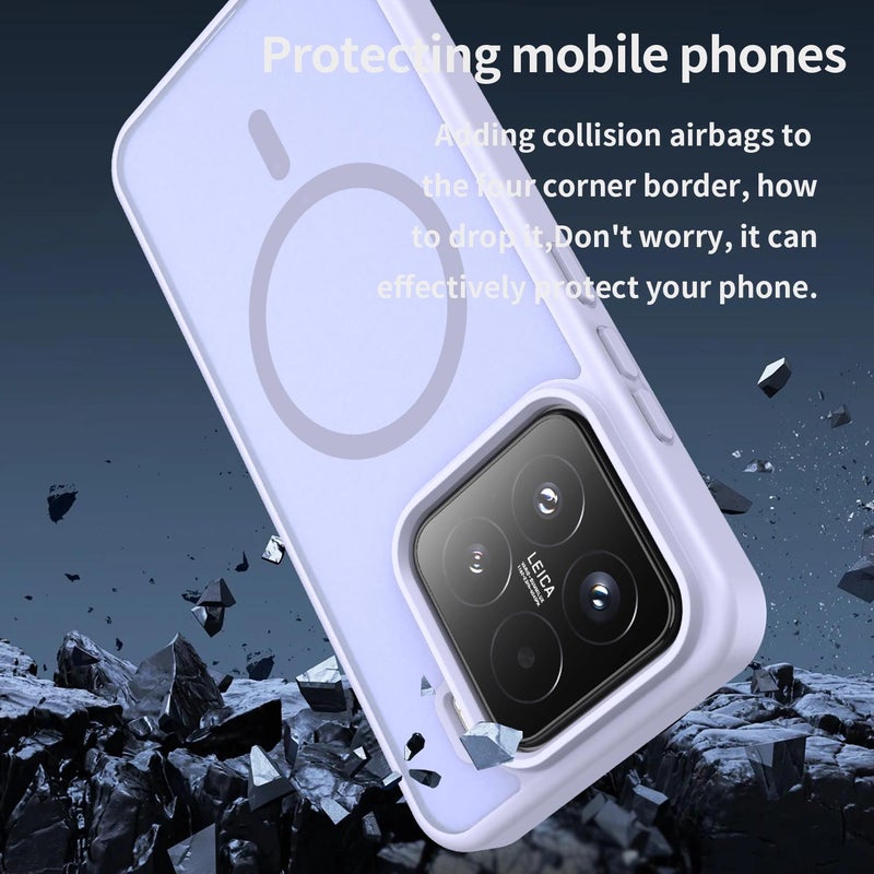 إيروريكس جراب هاتف Xiaomi 15 Fanying Series PC Hybrid TPU شفاف غير لامع MagSafe (أرجواني) - Image 3