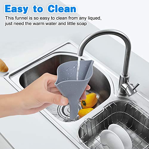 Tinkeep Fan-Shaped Silicone Funnel for Filling Bottles Collapsible Funnel for Kitchen Use Foldable Funnels for Water Bottle Liquid Transter Food Grade for PowderFDA Gray - Image 5