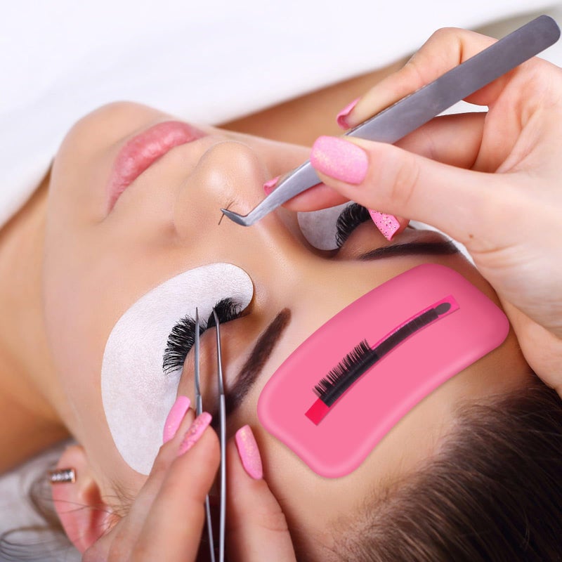 Rolybag 4Pcs Silicone Lash Pad Silicone Eyelash Extension Pad Loose False Lashes Holder Pad Lash Grafting Gasket Pallet Reusable Silicone Pad Eyelash for Women Lash Extension Supplies Tools (Pink) - Image 2