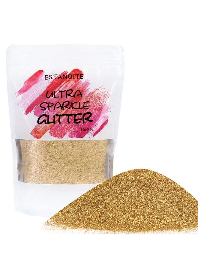 Estanoite Holographic Fine Glitter 150G Multipurpose Gold Extra Fine Craft Glitter For Resin Arts And Crafts Body Nail Art Eye Face Hair Holographic Glitter For Epoxy Tumbler Slime Making (Gold) - Image 1