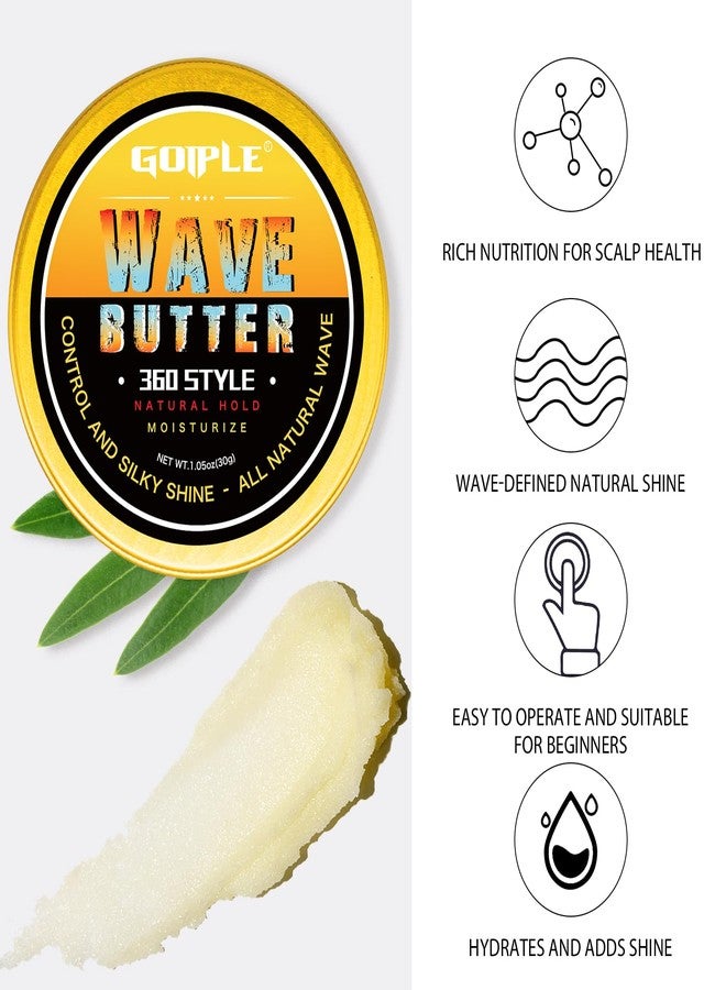 Goiple Wave Pomade for Men Strong Hold Easy Wash Hair Cream Grease, Promotes Layered Waves, Moisture, Shine, Brush and Durag Cap Set - Image 3