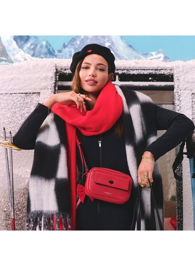 Accessorize London Women's Red Twist Lock Pocket Sling Bag with Adjustable Strap | Ladies Purse Handbag - Image 2