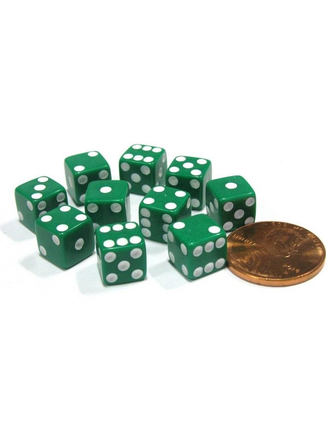 Koplow Games مجموعة من 10 نردات صغيرة مربعة خضراء 8 مم سداسية الجوانب D6 مع نقاط بيضاء - Image 2