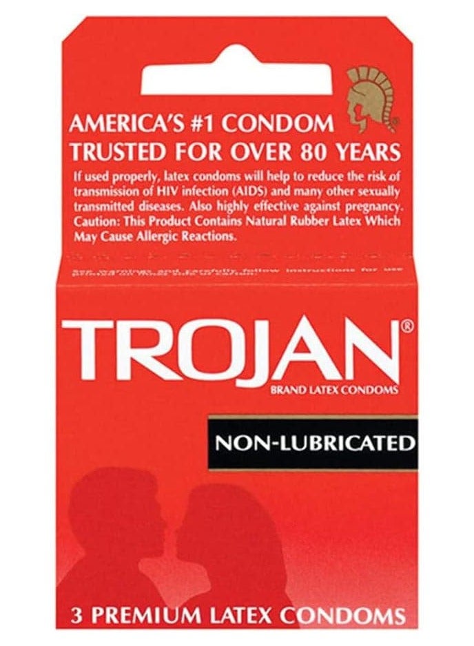 Trojan Condoms Non-Lubricated Latex 3 Count