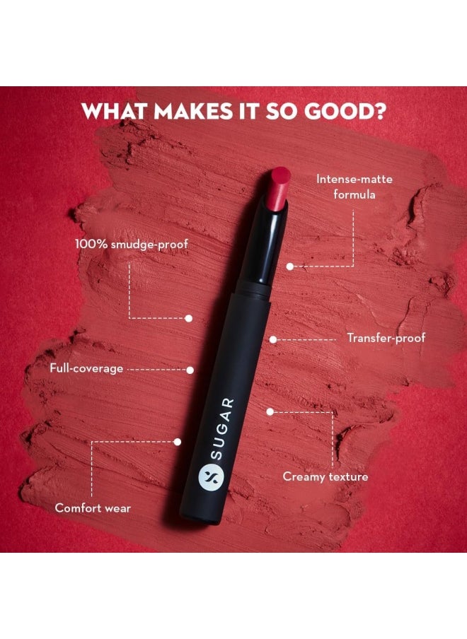 SUGAR Cosmetics - Matte Attack Transferproof Lipstick - 02 Red Zeppelin (Chilli Red), Red, 2 g Moisturiser, Long Lasting, Matte Finish - Image 1