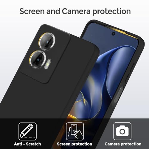 SBMS Silicone Back Cover Case for Motorola Moto G35 5G | Soft Micro-Fibre Lining Inside | Camera Protection Bump | Shockproof Back Cover Case for Motorola Moto G35 5G (Black) - Image 2