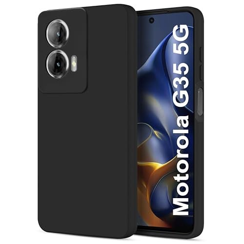 SBMS Silicone Back Cover Case for Motorola Moto G35 5G | Soft Micro-Fibre Lining Inside | Camera Protection Bump | Shockproof Back Cover Case for Motorola Moto G35 5G (Black) - Image 1