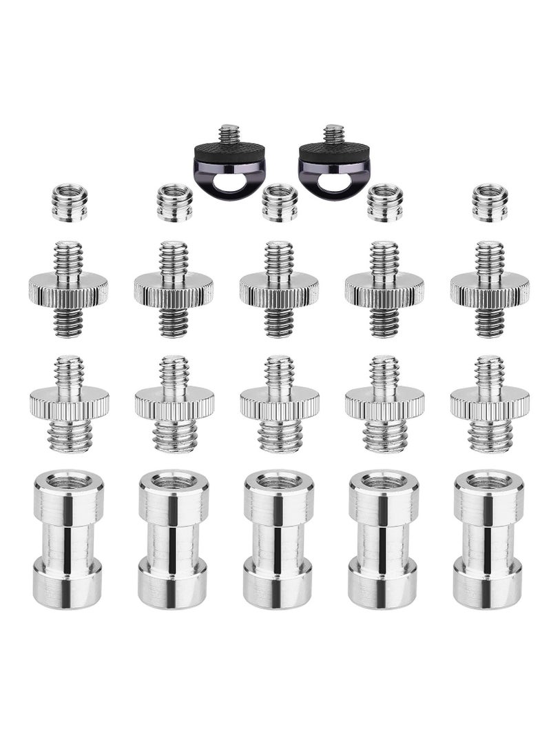 Generic - 22-Piece Camera Screw Adapter Set - 1/4" Male to 1/4" & 1/4" Male to 3/8" Male Threaded Tripod Converters for Cameras, Tripods, Monopods, Ballheads - Image 1