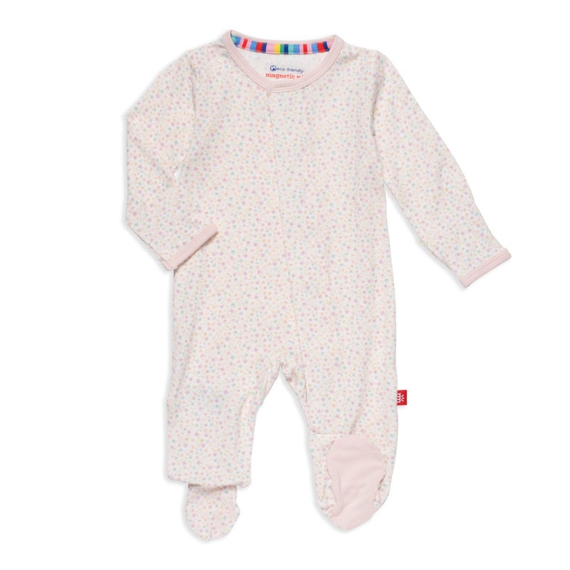 Magnetic Me Girls Modal Magnetic Baby Footie Pajamas | Silky Soft Modal Fabric | Bedford Floral | 18-24 Months - Image 1