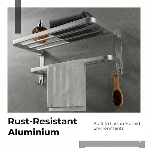 Lifelong Bathroom Shelf for Storage | Wall Mounted Washroom Rack with Hook | Double Layer Multipurpose | Strong and Durable | Rust & Scratch Proof -Accessories (LLBATR04, Chrome) - Image 4