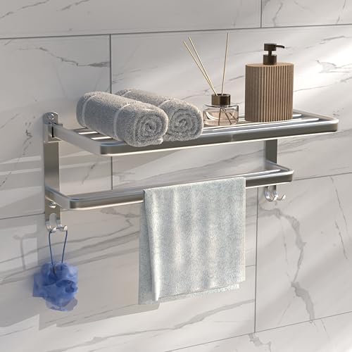 Lifelong Bathroom Shelf for Storage | Wall Mounted Washroom Rack with Hook | Double Layer Multipurpose | Strong and Durable | Rust & Scratch Proof -Accessories (LLBATR04, Chrome) - Image 1