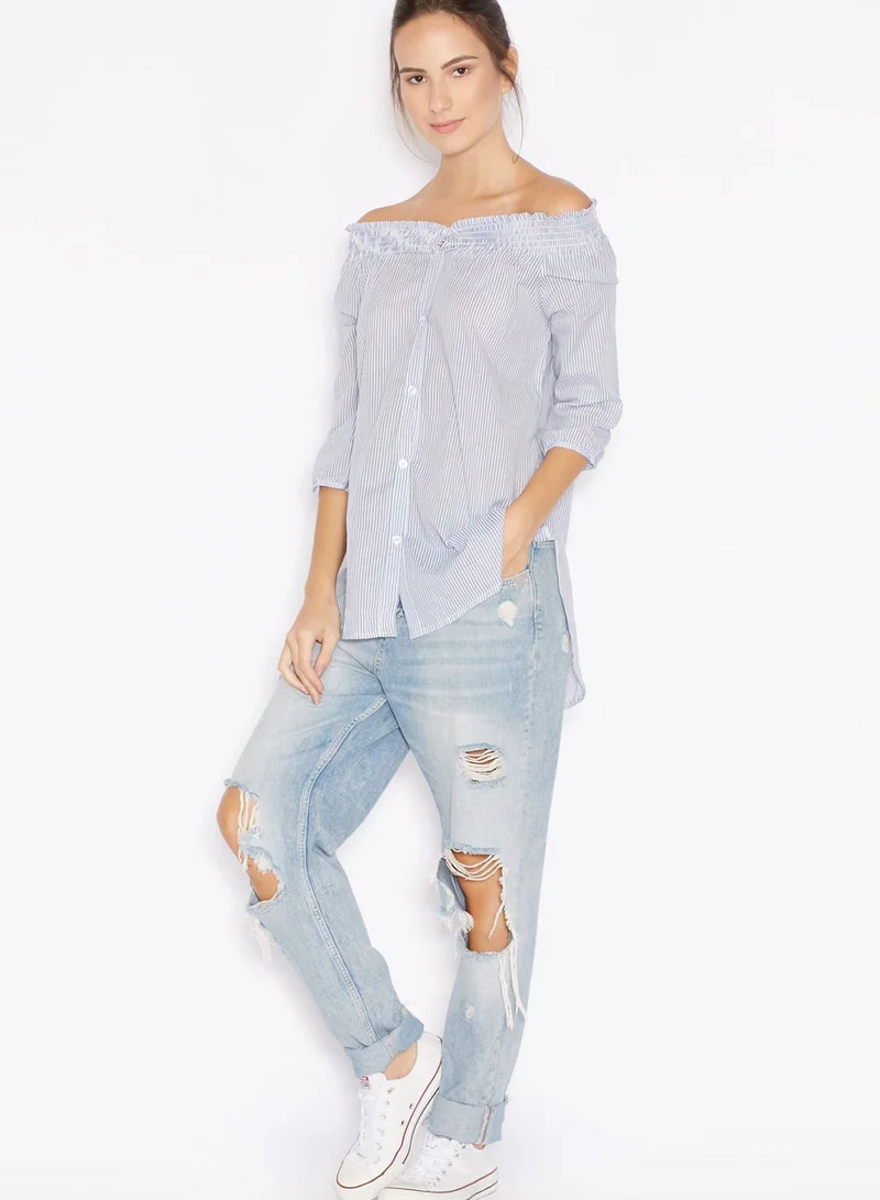 Ginger Striped Bardot Shirt