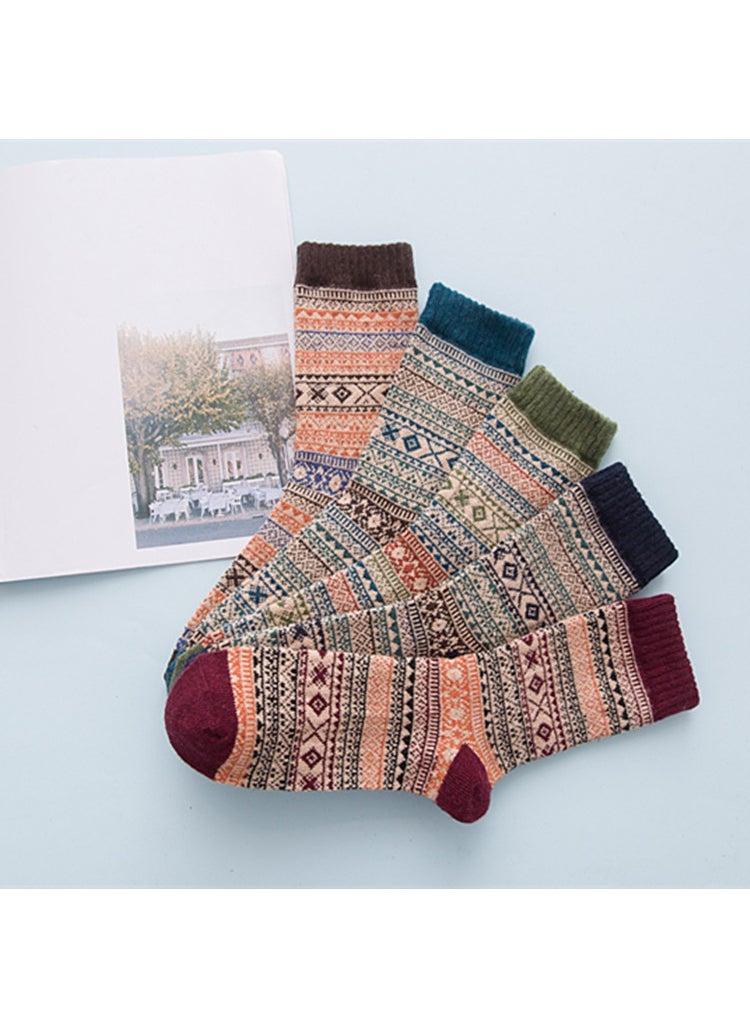 Generic - Socks autumn and winter new double retro rabbit wool socks mens national wind warm socks a generation of wool socks socks Blue - Image 1