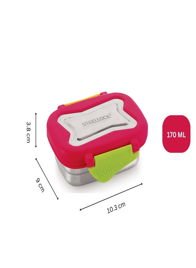 STEELLOCK Smart Stainless Steel Tiffin Lunch Box 2pc Set for Kids and Adults – Airtight Leakproof Rectangle Containers with Steel Lids – Juliet 170ml – School & Office - Image 5