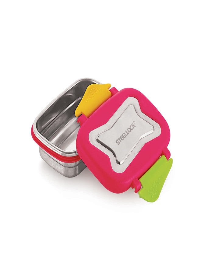 STEELLOCK Smart Stainless Steel Tiffin Lunch Box 2pc Set for Kids and Adults – Airtight Leakproof Rectangle Containers with Steel Lids – Juliet 170ml – School & Office - Image 4