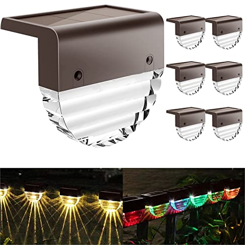 Melunar Solar Deck Lights, 6 Pack Waterproof LED Solar Step Light Outdoor, Fence Lights Solar Powered for Outside, Garden, Patio, Stairs,Yard,10 Lumens, Warm White/Color Changing Lighting - Image 1