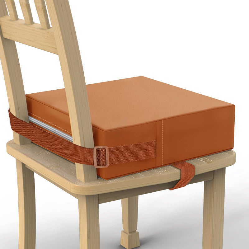SMZCTYI Toddler Booster Seat for Dining Table, PU Washable Double Safe Straps Non-Slip Bottom Booster Seat Dining Toddler, Portable Travel Increasing Cushion (Brown) - Image 1
