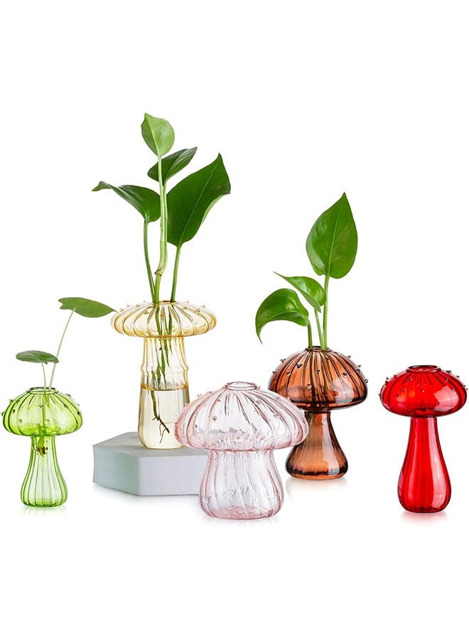 يلا جوي فطر الأواني الزجاجية ، مجموعة من 5 لون النبات محطة تربية ، مصنع حوض السمك مصغرة ، فريدة من نوعها زهرية صغيرة من الزجاج ، جميل حوض الزراعة المائية وعاء الزهور ، ديكور غرفة الإناث هدية - Image 1