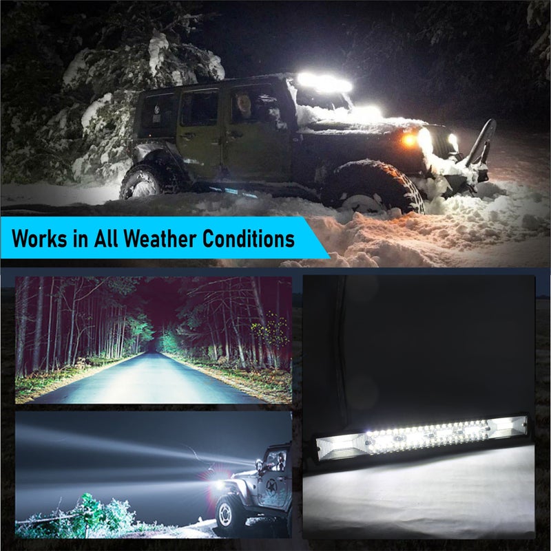 SORAX 21 Inch Light Bar 6000K Off-Road Spot Flood Combo Led Bar Light Waterproof compatible for Truck, 4X4, ATV, Boat, Jeep, LED Light Bar (1Pcs) - Image 4