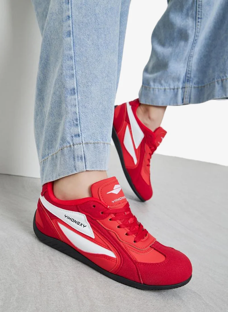 Styli Active Red Retro Lace Up Sneakers