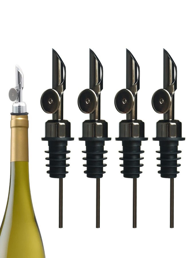vigor path Weighted Stainless Steel Liquor Bottle Pourers: Auto Flip Spouts for Precise Pouring, Leak-Proof and Dishwasher-Safe (4pcs - Black) - Image 1