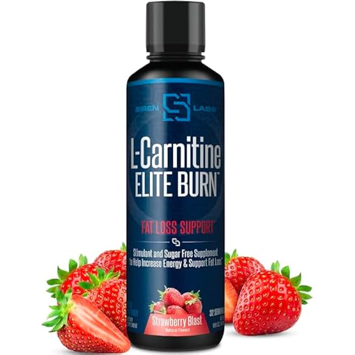 SIRENLABS L-Carnitine Elite Burn Liquid Keto Fat Burner and Metabolism Activator - Fat Loss Support Keto Friendly Weight Loss Increase Energy - Stimulant Free - Strawberry Blast 3000mg (32 Servings) - Image 1